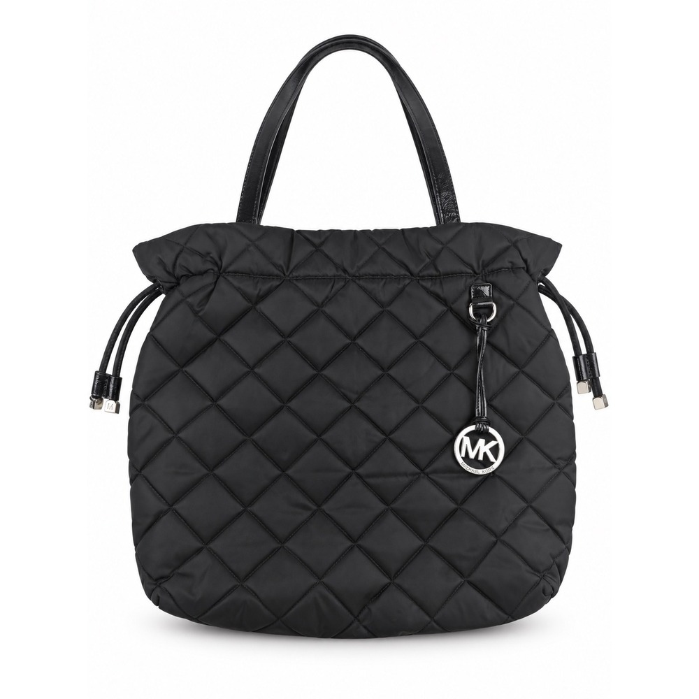 Michael Kors Vintage Y2K Black Quilted Nylon Drawstring Tote Shoulder Bag